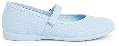 Pisamonas Mädchen Riemchenballerinas Aus Stoff Mit Dünnem Klettverschlussriemen Größe 37 Farbe Himmelblau