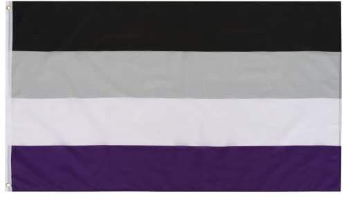 TRIXES Asexuelle Flagge – LGBTQ+ Pride Flags Innen & Außen Ace Zubehör – Aufhängen an einem Fahnenmast, Verwendung für ein Festival, Pride Events, Wanddekoration – 1,5 x 0,9 m Schwarz Grau Weiß & Lila