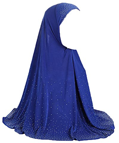 JDYaoYing Frauen Bling Strass Muslim Hijab Schal Neck Cover Full Cover Lange Turban Kopftuch Wrap Schals Headwear, blau, One size