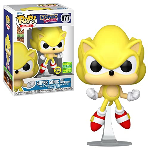 POP Funko 65259 Spiele: Sonic The Hedgehog - Super Sonic First Appearance (Summer Convention 2022 Glow in the Dark Exclusive) #877, Grau, Einheitsgröße