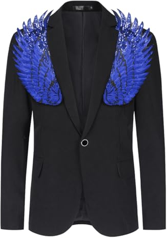 Allthemen Blazer Homme avec Paillettes Veste de Smoking Blazer Coloré Uni pour Soiré Bleu S
