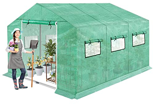 YRHome Serre en aluminium - Tente à tomates - Tente en aluminium - Pour jardin, fête d'hiver - 4,5 x 2 x 2 m - 9 m²