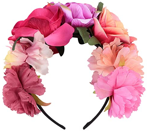 FRCOLOR Blumen-Stirnband, Blumenkrone, Braut-Kopfschmuck, Blumen-Braut-Stirnband, Kronen-Stirnband für Festival Hochzeit Parteien Halloween
