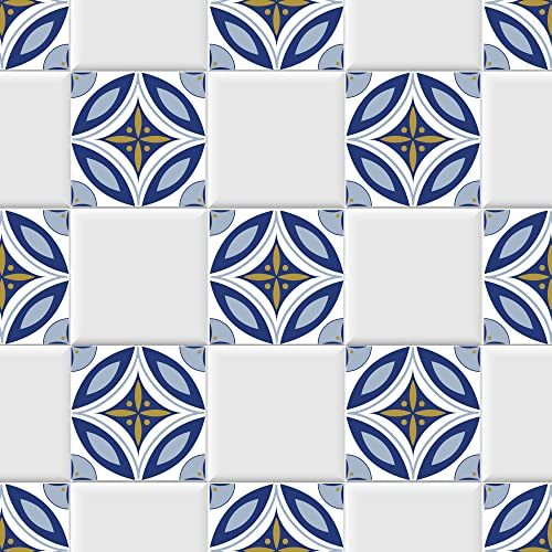 INDIGOS UG Fliesenaufkleber Bad und Küche - Set 029 - Barcelona - 25x25cm - 63 Stück - Fußbodenfliesen - Wandfliesen selbstklebend - Klebefliesen für Boden - WC, Bordüre Fliesenspiegel renovieren