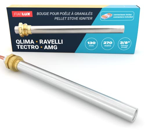 Vela para estufa de pellets compatible con Ravelli/Tectro/AMG – 130/140 mm / 270 W – Rosca 3/8 – Garantía de 2 años