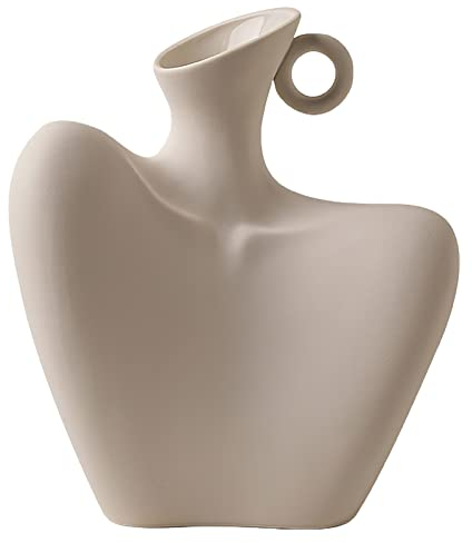 Keramische Vase Weibliche Form Körper Form Vase Kunst Ornament für Wohnzimmer Veranda Home Decor (Weiß)