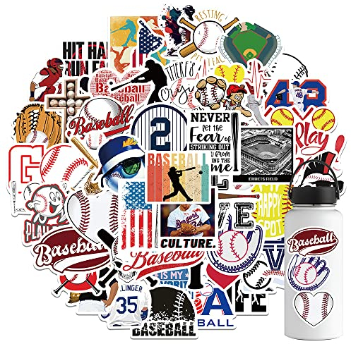 AUCEKO 52 Stück Baseball Aufkleber Pack Baseball Sticker Set wasserdichte Vinyl Sticker für Laptop Kinder Autos Motorrad Fahrrad Skateboard Gepäck Koffer Computer Aufkleber Graffiti Decal