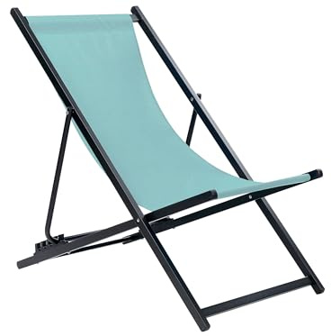 Outdoor Liegestuhl faltbar Aluminium schwarz Mesh blau türkis Locri II