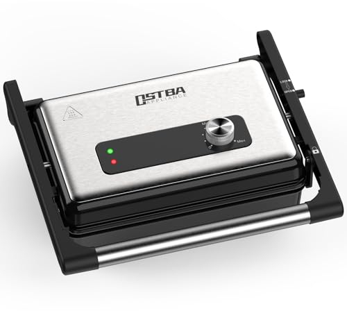 OSTBA Kontaktgrill, Sandwich Toaster & Panini Grill, XXL-Antihaftplatten, 1500W, Automatische Temperatur, Kontrollleuchten, Cool-Touch-Griff, 2-Scheiben