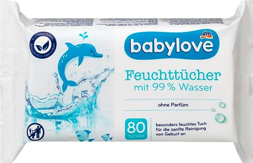 Babylove Feuchttücher und co (12x 80 Tücher, 99% Wasser Feuchttücher)