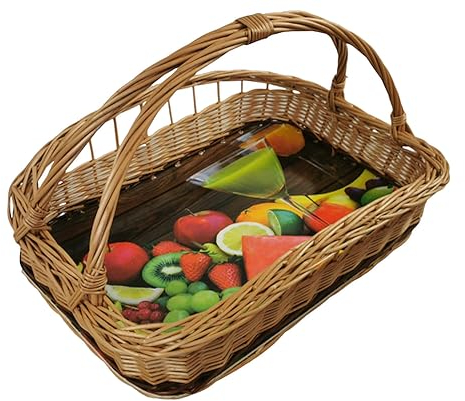 Weidentablett mit Längsgriff 50x35x30 cm Rechteckig Braun