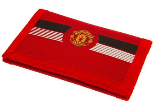 FOCO Offiziell lizenziertes Fußballclub-Team-Wappen-Logo, Ultra-Geldbörse, Kreditkartenetui (Manchester United FC), rot, 12cm x 8cm closed, Doppelt gefaltete Geldbrieftasche
