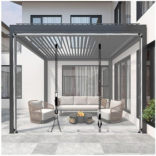 Pannelli Laterali in Tela Cerata Impermeabile Trasparenti,tende in Telone Chiare Esterni Con Porta a Cerniera,telone Antivento Pvc Per Garage Pergolato,tende Antipioggia 0.5mm,WxH-5.5x2.8m/18*9.2ft