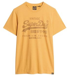 Superdry Herren Klassisches Heritage T-Shirt Bernsteinfarben Gelb Meliert L