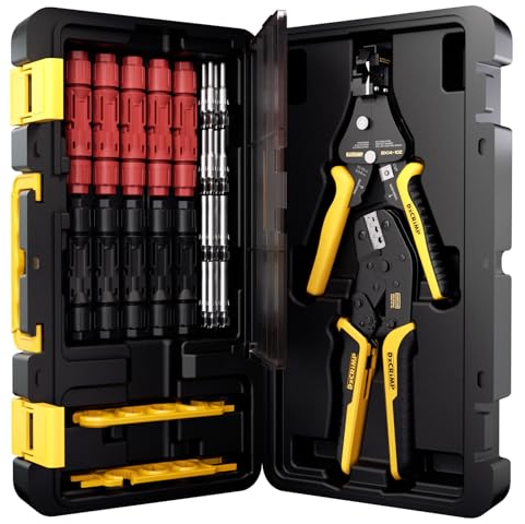 DXCRIMP Juego de Herramientas de Crimpado Solar GF-10Z Para Cable de 2,5/4/6 mm², Módulo Fotovoltaico Con Pelacables, Enchufe, Llave y Caja de Herramientas