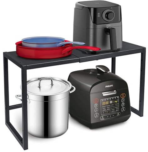 Erweiterbare Metallregale, 50 kg, robuste Regale und Aufbewahrung für kleine Geräte, verstellbares Metallregal für Küchenschrank, Schrank, Speisekammer, Lager, Garage, zum Patent angemeldet