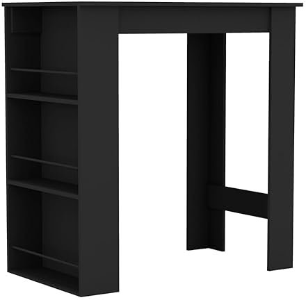 URBNLIVING 3 Tier Dining Bar Coffee Kitchen Island Table Open Storage Shelves Living Room (Black)