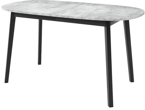 Mirjan24 Ausziehbarer Esstisch Kugani S, Rechteckiger Küchentisch, Praktischer Tisch für Esszimmer, L:150-190 x H:77 x B:80 cm, Esszimmertisch, Arbeitstisch (Grau Marmor/Schwarz)