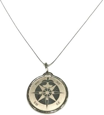COLLANA UOMO CON ROSA DEI VENTI IN ORO BIANCO 18 KT