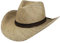 Lipodo Chapeau en Paille Palmhurst Cowboy Femme/Homme - de Soleil d'été avec Ruban Gros Grain Été Printemps-été - M (56-57 cm) Nature