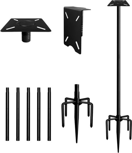 Ansionsol 228,6 cm Smart Bird Feeder Pole mit 5-Zinken-Basis, verstellbare Vogelhaus-Stangenhalterung für den Außenbereich, robuster Vogelfutterständer für Wildvögel, Schwarz