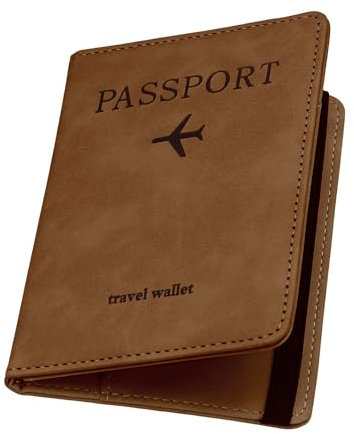 ILIYAH Reisepasshülle Passport Hülle Reisezubehör Passhülle Reisepass Organizer RFID Blocker Kartenhülle Elastischer Gurt Reisepass Hülle(Braun)