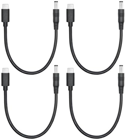 4Pcs Short DC 5.5mm x 2.5mm to USB C Power Cord 6inch, DC 5525 Male to USB Type C Male Plug 5V 5A Power Charging Cord Extension Cable, for LED Desk Lamp, Small Fan Etc Other USB Type C Equipment