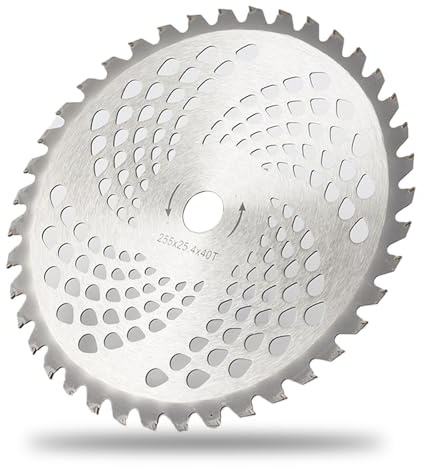 Hartmetall Sägeblatt, 255mm x25,4 mm Schneideblatt für Kreissägen, Motorsensen oder Freischneider mit 40 scharfkantigen TCT-Zähnen