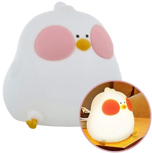 FOREVER Light LED Nachtlicht Kinder Dimmbar Hungriges Küken – Berührungsaktivierung Silikon Nachtlicht Küken mit 4 Lichtmodi - Nachtlicht Kinder Akku mit USB-C - Dekorativ Nachtlampe Kinderzimmer