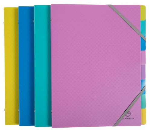 Exacompta - Ref 56190E - Box of 8 Forever Young File Boxes - 3 Flaps with Elastic Bands - Cover and Inside in Recycled Polypropylene - 8 compartments - Size 25x32cm - for A4 Size - Assorted