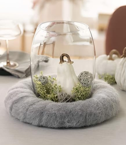 Dekoleidenschaft Filzkranz Grey Deko-Kranz aus Filz, grau, Ø 34 cm, Tischkranz, Wandkranz, Türkranz, ganzjährig für Weihnachten, Frühling, Ostern, Sommer, Herbst und Winter