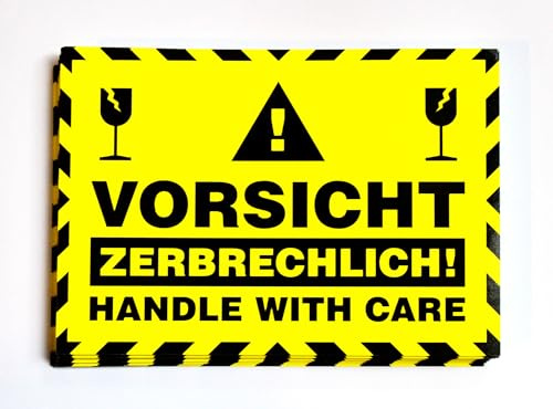Sehr auffälliger & effektiver Profi-Aufkleber „VORSICHT ZERBRECHLICH! 10,5x7,4cm Aufkleber!