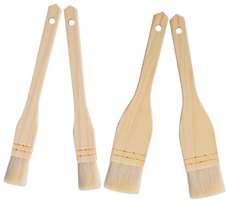 Cabilock 4pièces Pinceau De Cuisine Bois Brosse à Badigeonner pour Barbecue Et Pâtisserie avec Manche Brosse à Huile Pratique pour Grillades Et Cuisson Maison