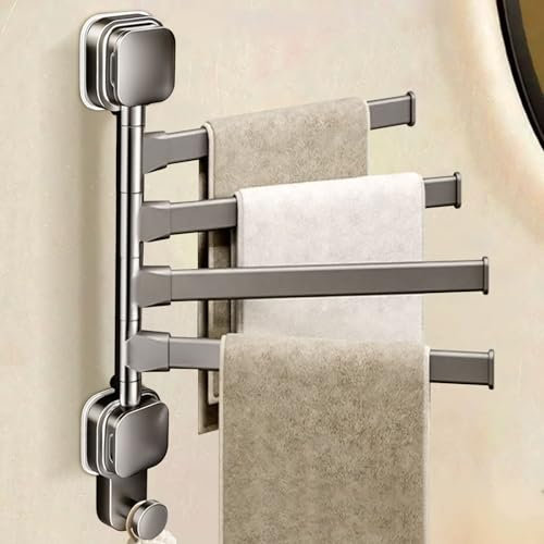 MLOQI Handtuchhalter ohne Bohren, Handtuchstange Selbstklebend Wandmontage für Badezimmer Küche (4 Arme)