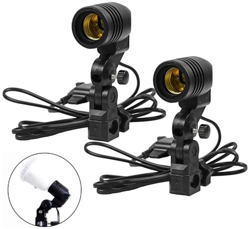 Dytabepl Lot de 2 lampes pour photographie - Support individuel - Culot E27 - Pour studio - Prise européenne