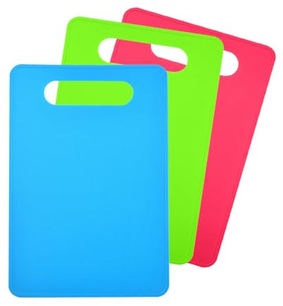 XdealCozyxc 3 Pcs Small Chopping Board Plastic, Mini Coloured Chopping Boards Set for Cutting Vegetables Fruits Meat (29 x 19cm)