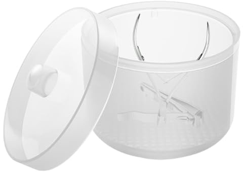 Jubepk Nail Sterilizer, Salon Manicure Container, High Temperature Resistant Tool Cleaning Box for Pedicure, Home, Travel, Beauty Salon, SPA Use 3.5x2.64inch, Blanc, Consulte la descripción, Voir