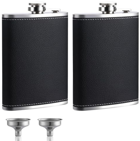 2 Pack Hip Flask 8Oz, Hip Flasks for Men, Portable Hip Flasks with Funnel, Personalised Whisky Alcohol - Groomsmen Gifts, Leakproof Liquor Hip Flask for Weddings, Hiking, Camping, Outdoor Activities