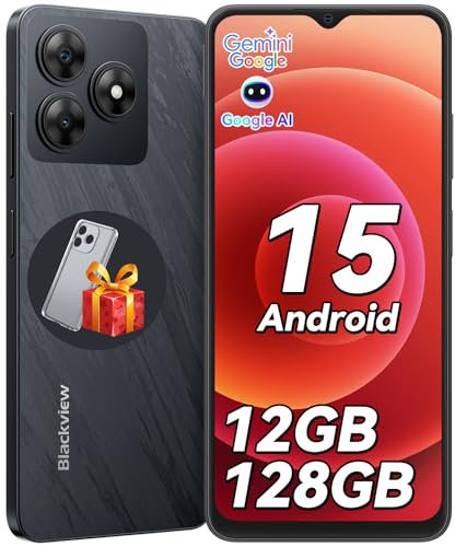 Blackview Smartphone 2025, 12GB+128GB/2TB, Telefono Cellulare Android 15, 6,56 HD+ Telefoni, 5000 mAh Cellulari Smartphone 4G, 13MP+8MP, Octa Core/GPS/Impronta Digitale/OTG/Jack da 3,5 mm