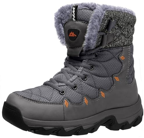 TRAILBLITZ Winter Snow Boots Men Lightweight Water Resistant Non Slip Outdoor Warm Durable Comfortable 7.1 IN Height Hiking Shoes (11.5 Men, Gray)