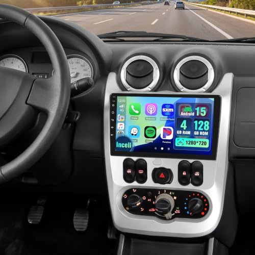 4+128G Autoradio für Renault Logan 1 Sandero 2009-2015 Largus Dacia Duster | Incell Touchscreen Wireless Carplay Autoradio 2 DIN GPS Navi Bluetooth 5.0 WiFi FM/RDS Rückfahrkamera EQ 4+128G