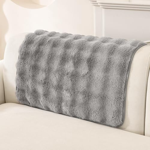 Royhom Plüsch Sofa Überzug L Form 1/2/3/4 Sitzer Couch Überzug Ecksofa, Sofaschoner rutschfest, Superweiche SofaÜberwurf aus Kunstpelz für Sofa, Teppich, Fensterbank Kissen(Grau 90x90cm)
