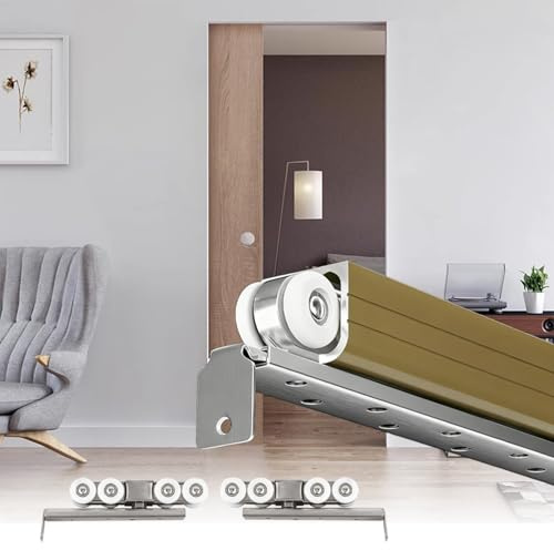 Binario per Porta Scorrevole Guida per Porta Scorrevole a Scomparsa Montata in Alto, Binario per Porta Scorrevole in Alluminio, Ferramenta per Porta Armadio Camera da Letto(90cm(35.4in))