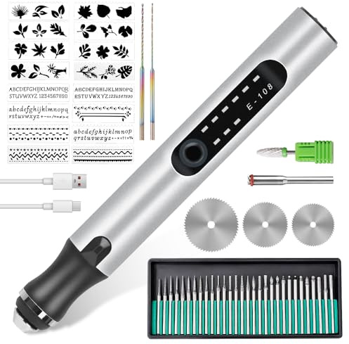 Elektrischer Gravierstift mit 30 Bits, 3-Gang-Regler Mini Gravur Gerät, Bis 18.000 U/min, Elektrischer Mini Graveur Gravurwerkzeug, Gravur Stift für Schmuck, Holz, Metall, Glas, Keramik