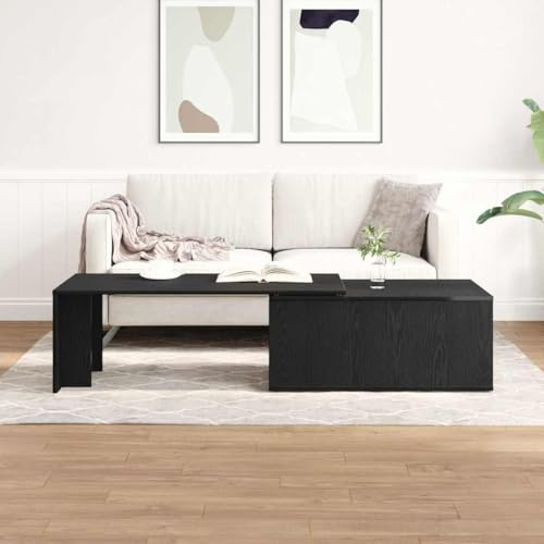 Owoxanthellate Couchtisch Schwarze Eiche 150x50x35 cm, Holztisch mit robuster Platte, platzsparend, einfach montierbar, für Wohn- & Schlafzimmer