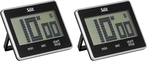 Silit Attimo Kurzzeitwecker digital, 9 x 7 cm, Küchentimer, Countdown, Timer, Eieruhr digital, Kunststoff, schwarz (Packung mit 2)