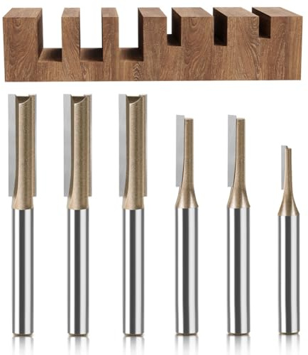 WSOOX 6PCS PRO Straight Router Bits 1/4 Shank Double Flute Straight Bit Set Ø3mm,4mm,5mm,6mm,7mm,8mm.
