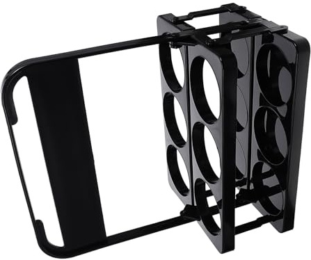 SHINEOFI Cesta para Botellas de Cerveza y Vino Plegable Negra, Organizador de Bar Portátil para 6 Botellas, Soporte Multiusos de PP para Almacenamiento en Fiestas y Hogar