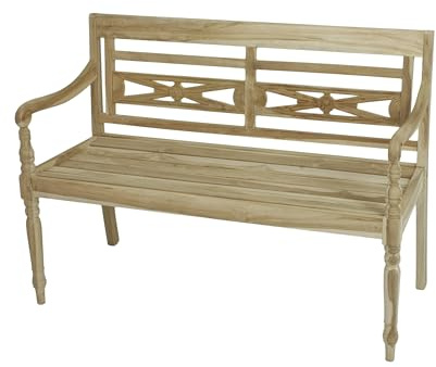 DELUKE Gartenbank Marlen 2-Sitzer - 120cm Breit, Teak, Natur | Terrassenbank Wetterfest Sitzbank Outdoor Bank