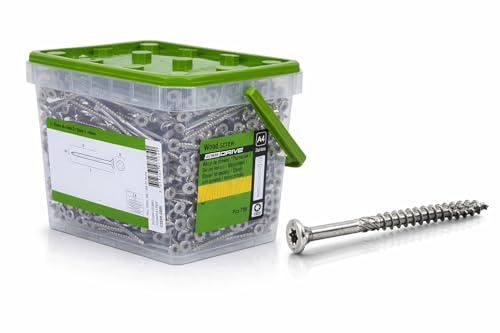 ESSVE ESSDRIVE Holzschrauben Edelstahl A4 Torx Senkkopf 6,0x80 mm – rostfrei, Terrassenschrauben für Außenbereich & Holzbau, hohe Korrosionsbeständigkeit, ESSBO, 100 Stück